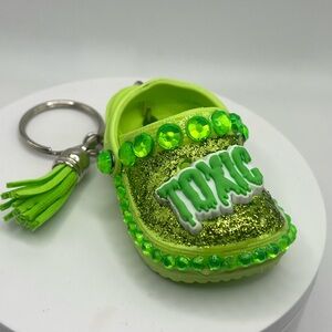 Croc Keychain Green Toxic Glitter Key Holder New 💚
